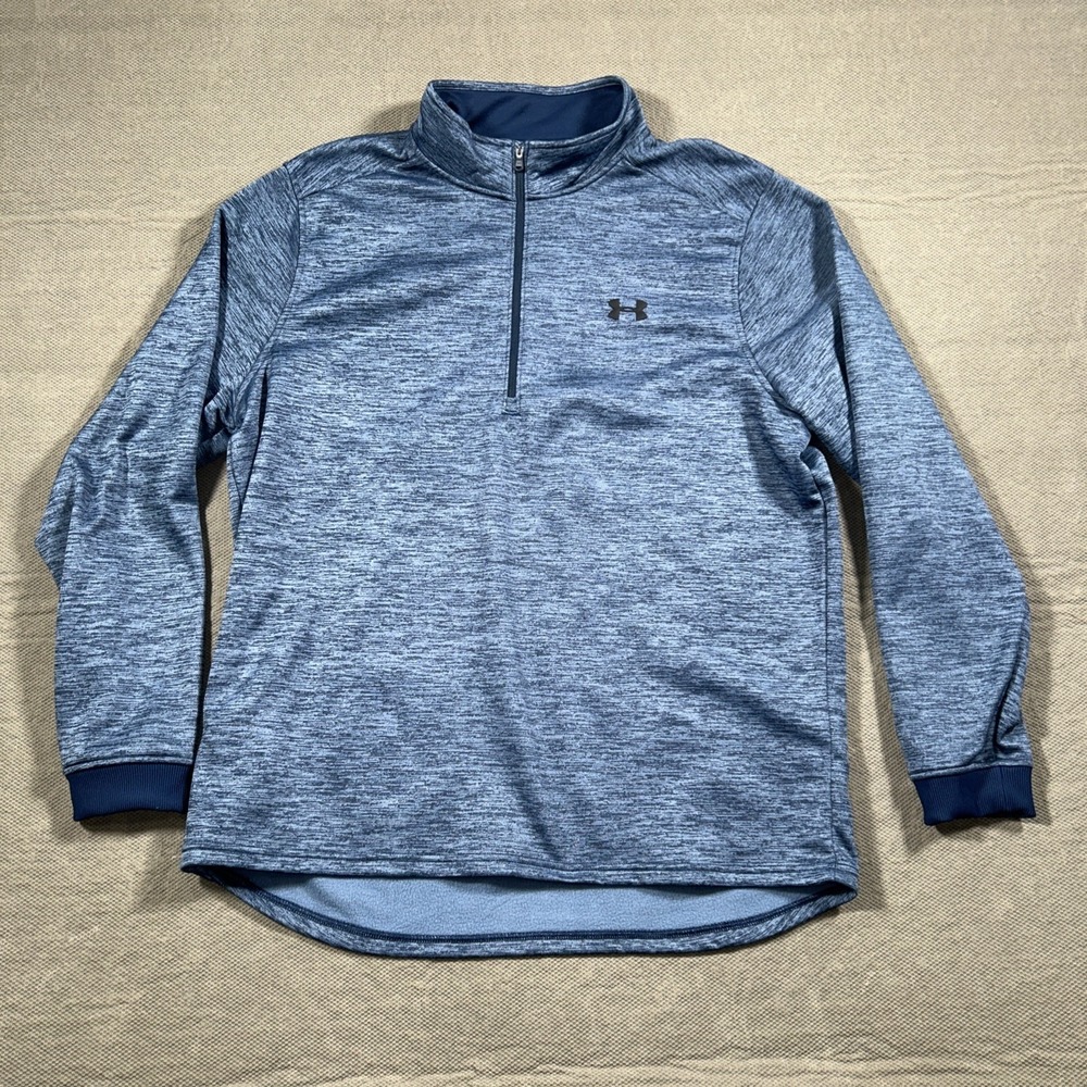 Under Armour 1/4 Zip Blue Pullover Size 2XL Loose Cold Gear Long Sleeve